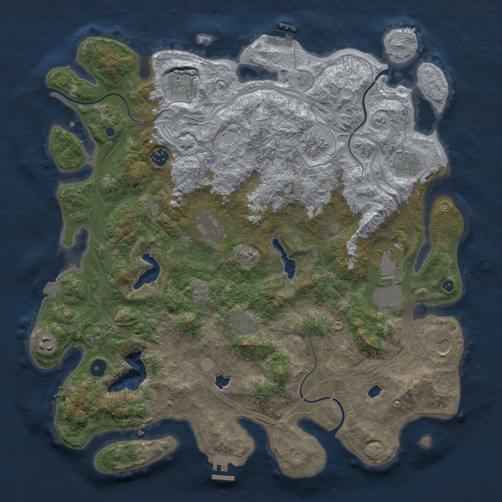 Rust Map: Procedural Map, Size: 4500, Seed: 1999215836, 16 Monuments