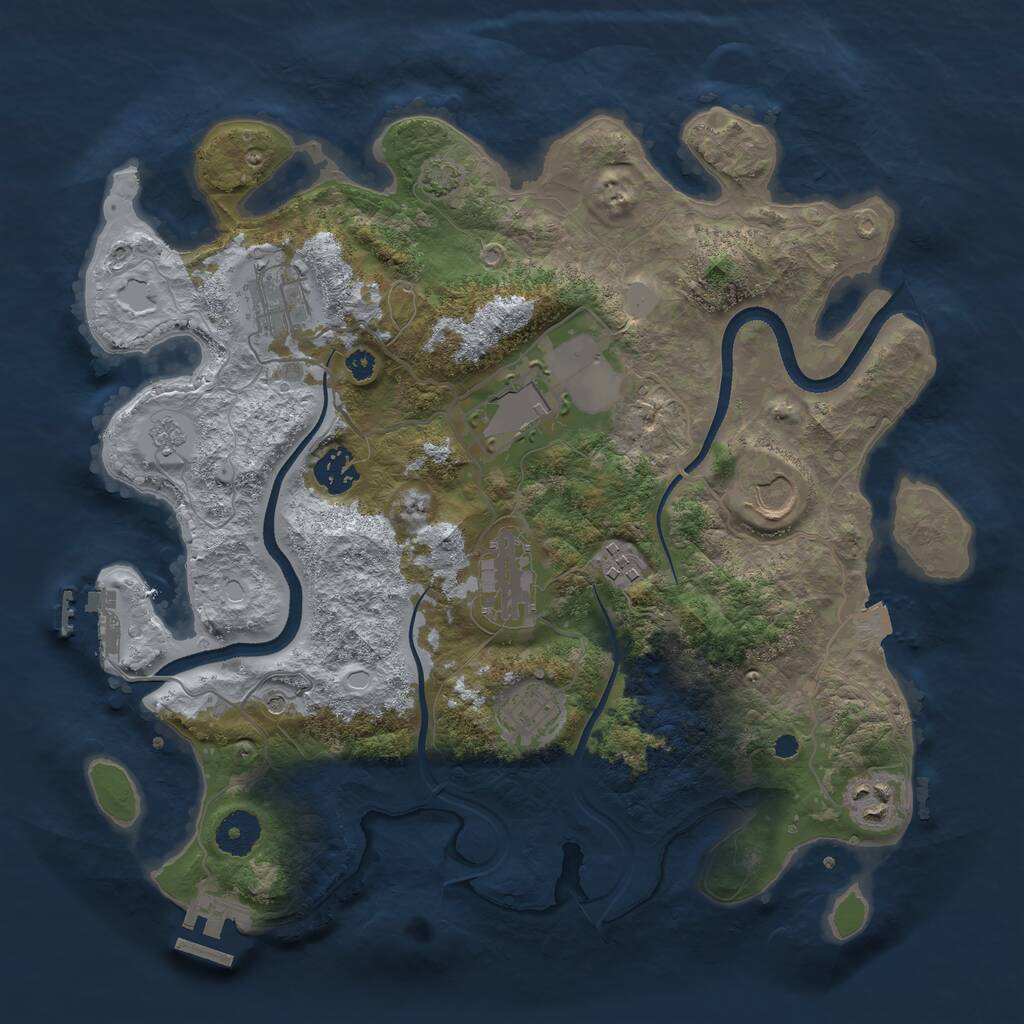 Rust Map: Procedural Map, Size: 3500, Seed: 745323, 14 Monuments
