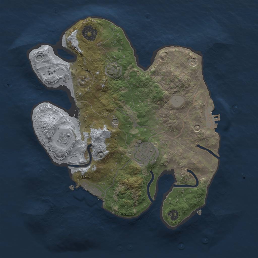 Rust Map: Procedural Map, Size: 2500, Seed: 3434, 9 Monuments