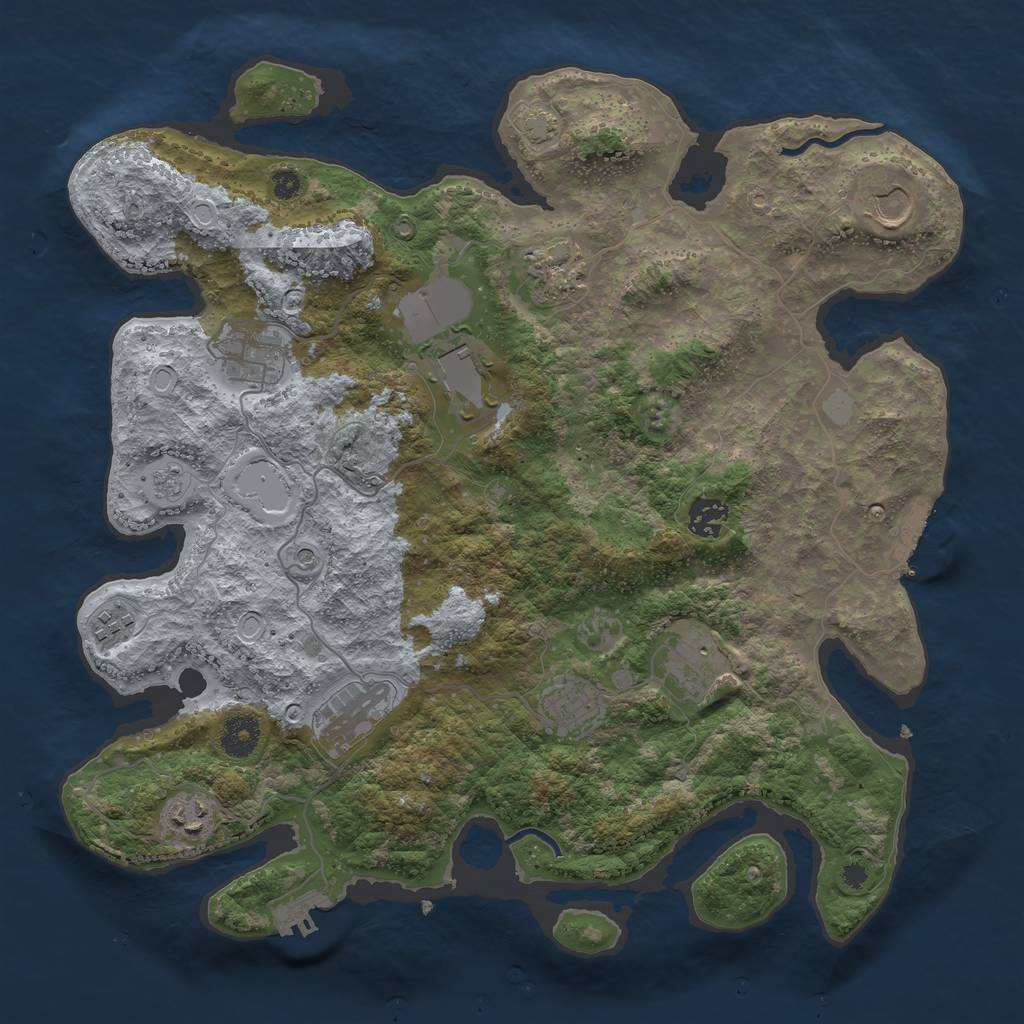 Rust Map: Procedural Map, Size: 3750, Seed: 4445460, 18 Monuments