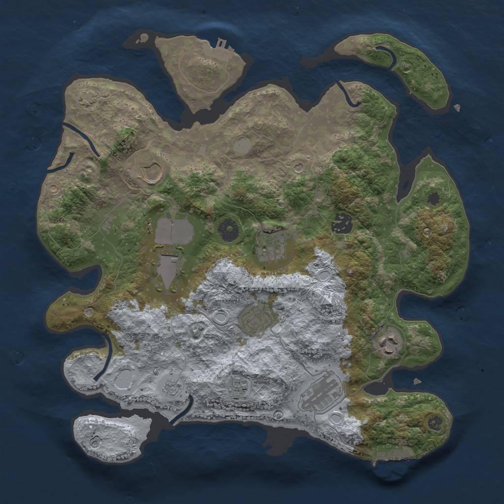 Rust Map: Procedural Map, Size: 3500, Seed: 930119717, 16 Monuments