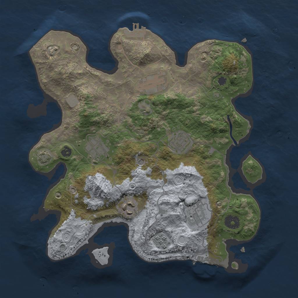 Rust Map: Procedural Map, Size: 3000, Seed: 36276, 13 Monuments