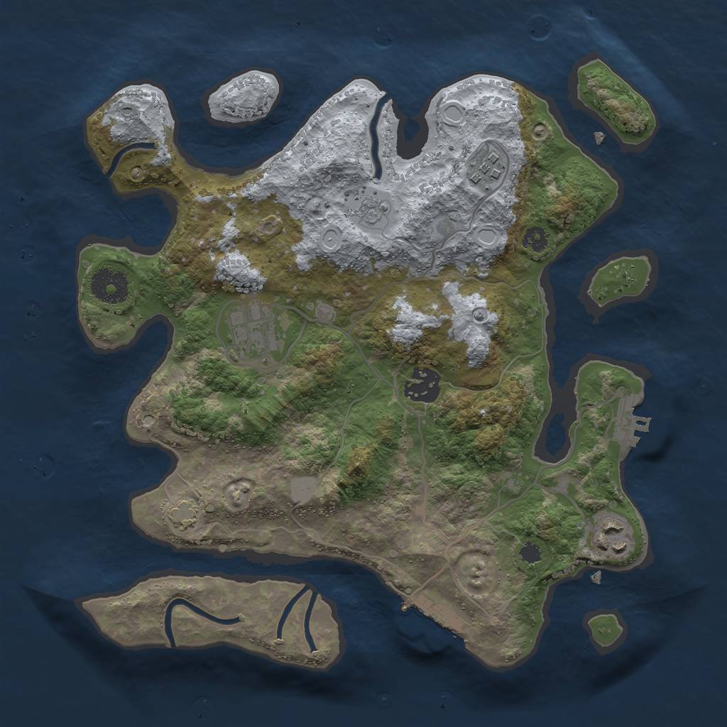 Rust Map: Procedural Map, Size: 3000, Seed: 123654788, 11 Monuments