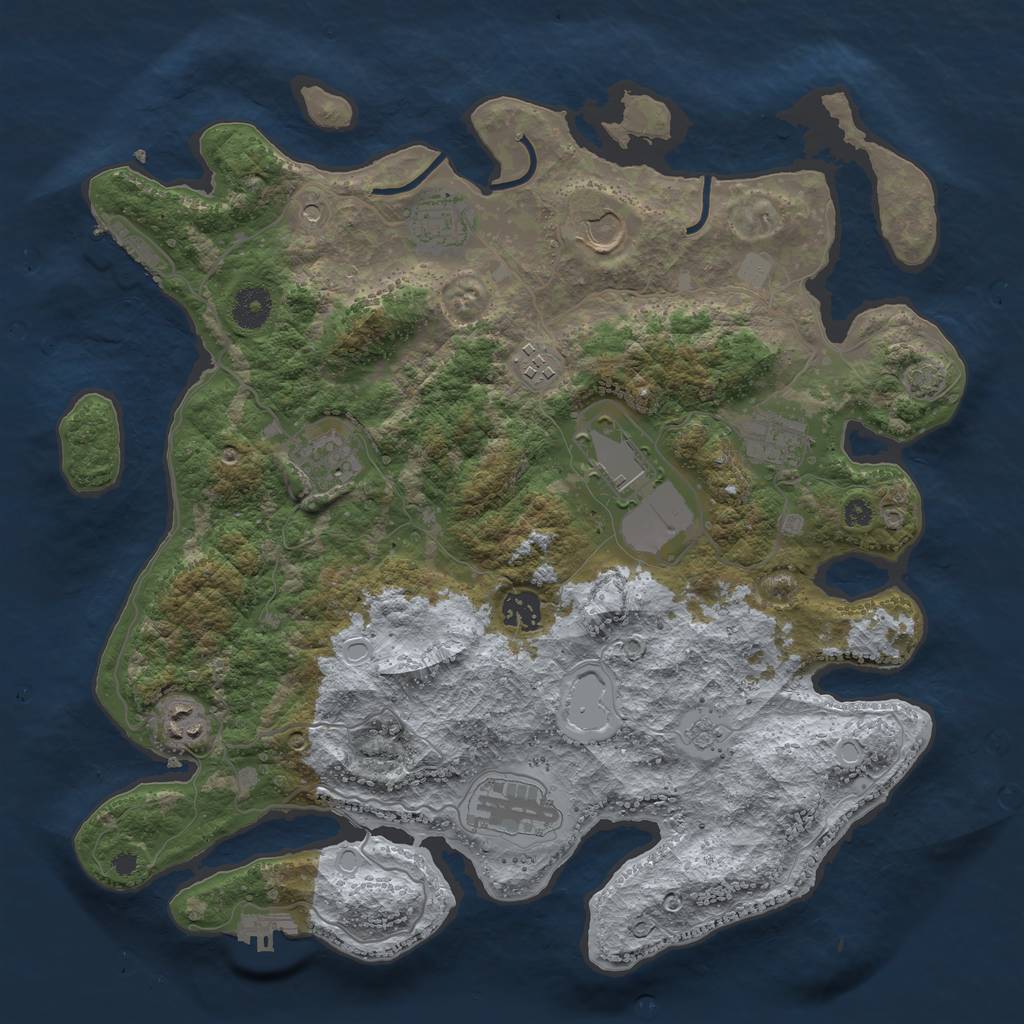 Rust Map: Procedural Map, Size: 3750, Seed: 77664879, 17 Monuments