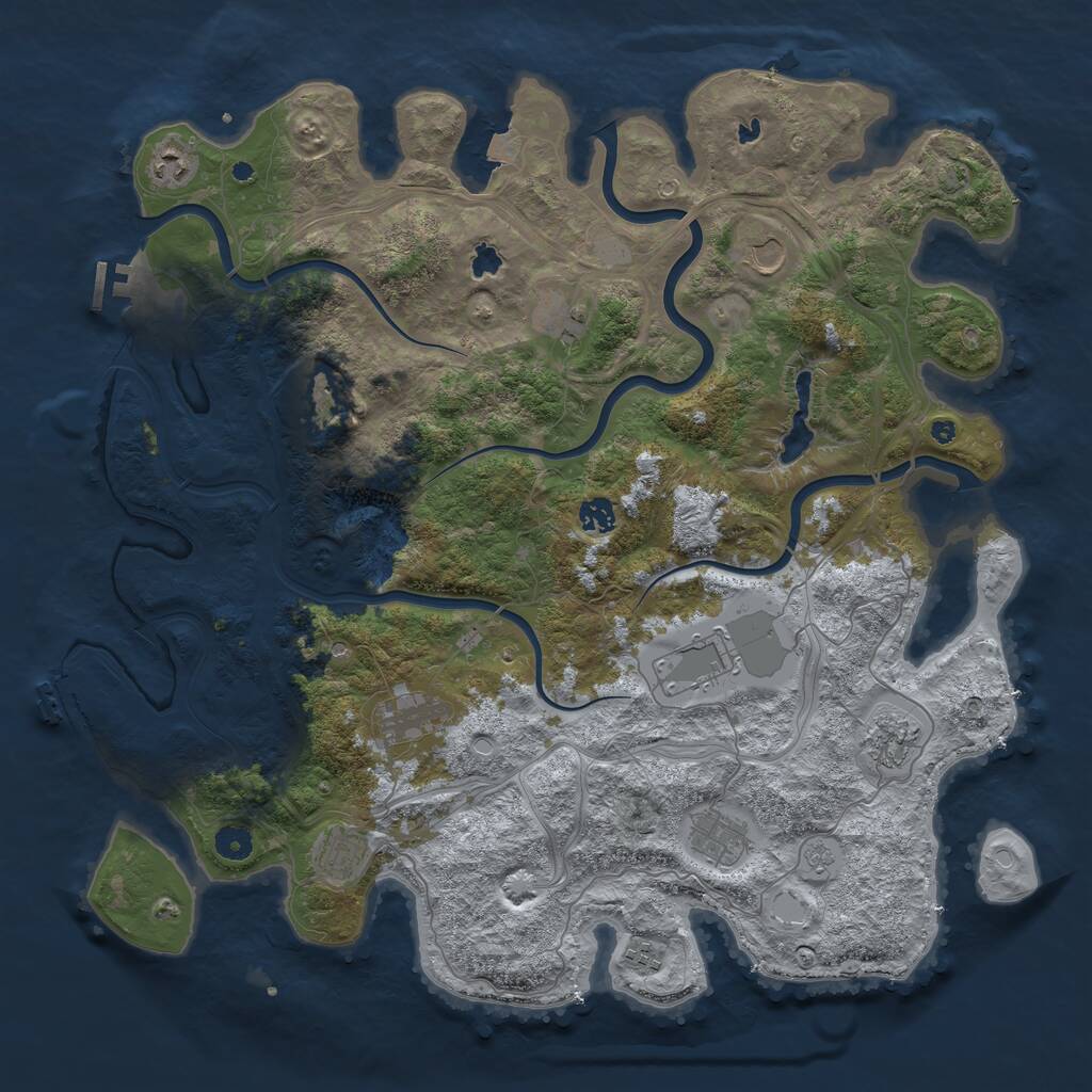 Rust Map: Procedural Map, Size: 4500, Seed: 1200304392, 17 Monuments