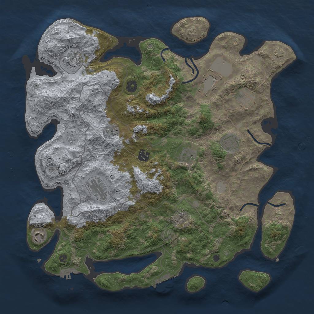 Rust Map: Procedural Map, Size: 4000, Seed: 990238, 17 Monuments