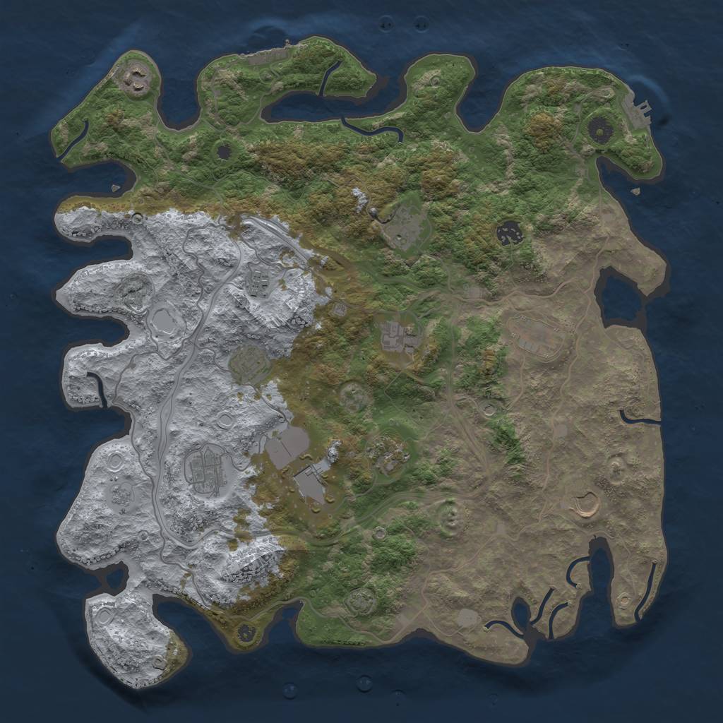 Rust Map: Procedural Map, Size: 4250, Seed: 853504446, 19 Monuments