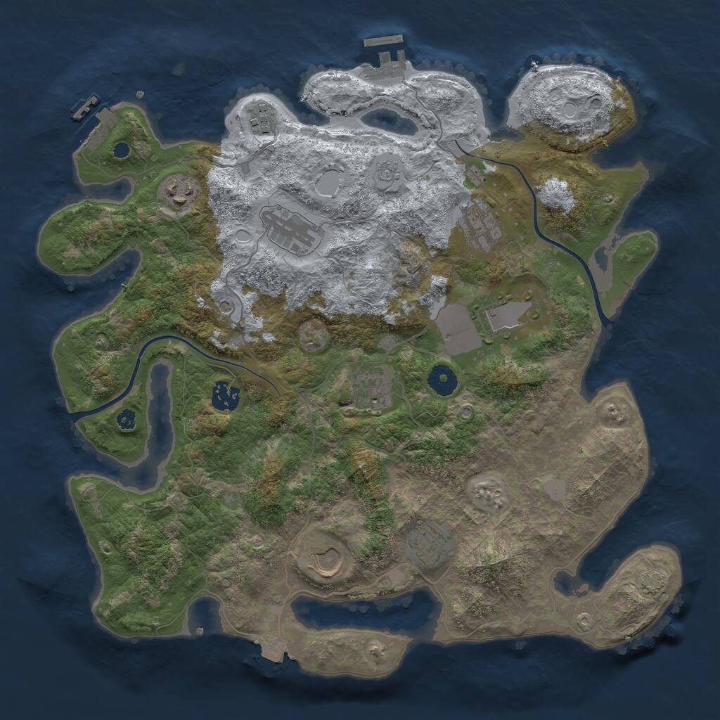 Rust Map: Procedural Map, Size: 3700, Seed: 49254871, 15 Monuments