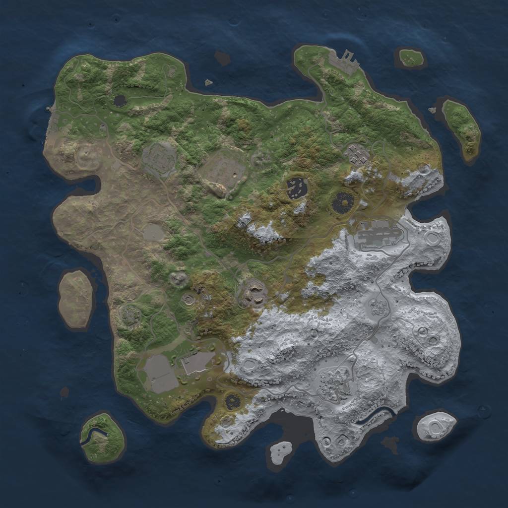 Rust Map: Procedural Map, Size: 3500, Seed: 1688922029, 16 Monuments