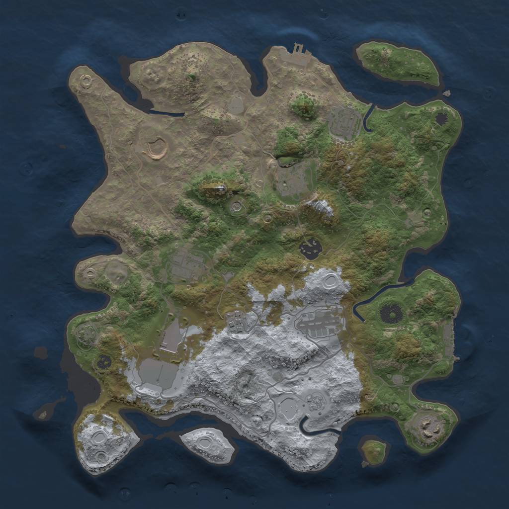 Rust Map: Procedural Map, Size: 3550, Seed: 84741080, 17 Monuments