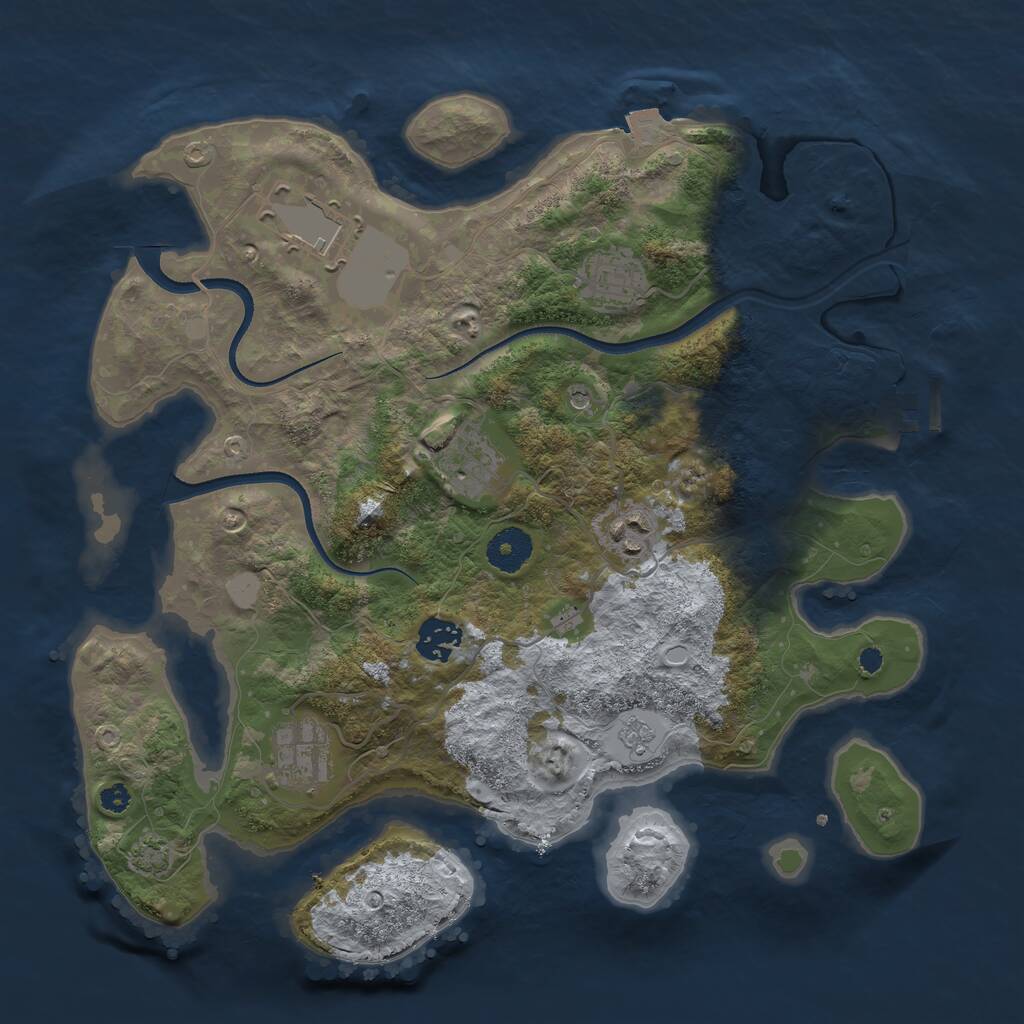 Rust Map: Procedural Map, Size: 3500, Seed: 1995866137, 11 Monuments