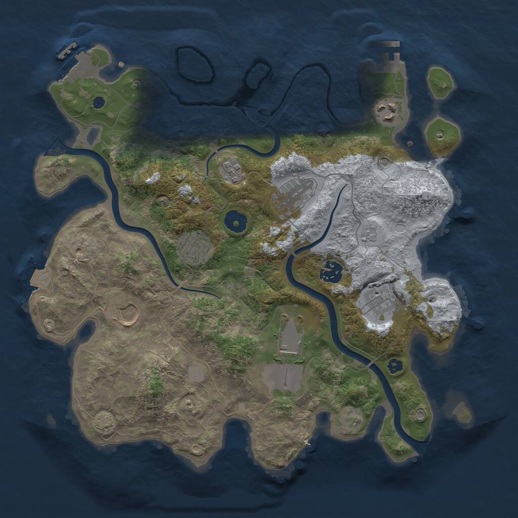 Rust Map: Procedural Map, Size: 3500, Seed: 994722955, 14 Monuments