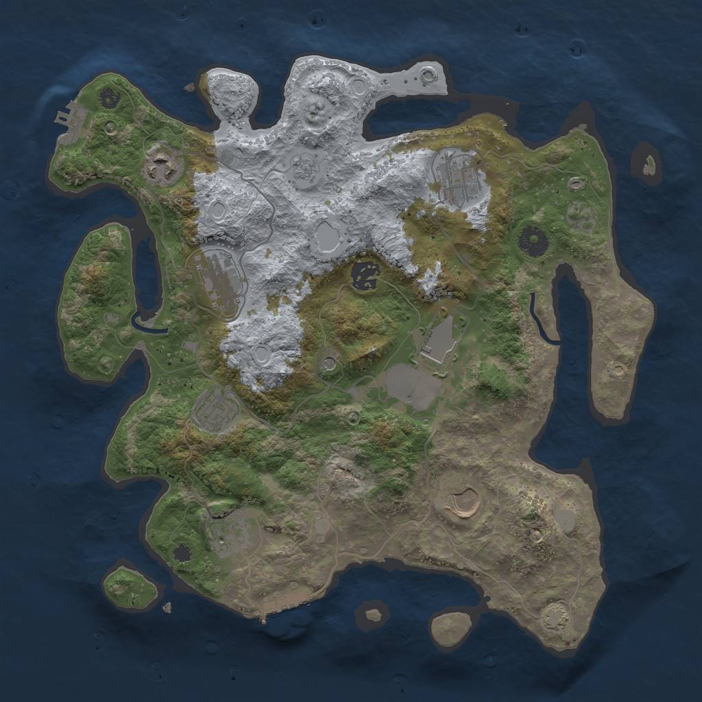 Rust Map: Procedural Map, Size: 3500, Seed: 287851303, 16 Monuments