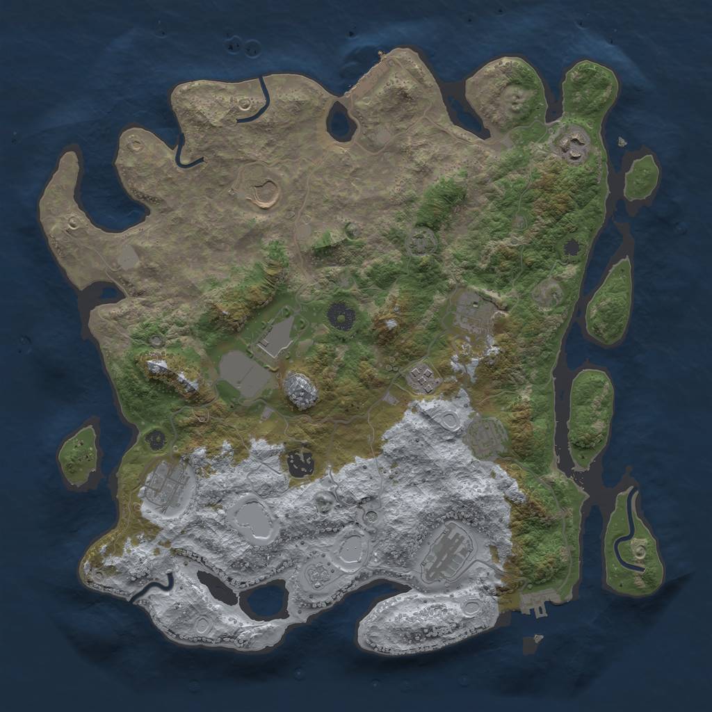 Rust Map: Procedural Map, Size: 3800, Seed: 1142846434, 17 Monuments