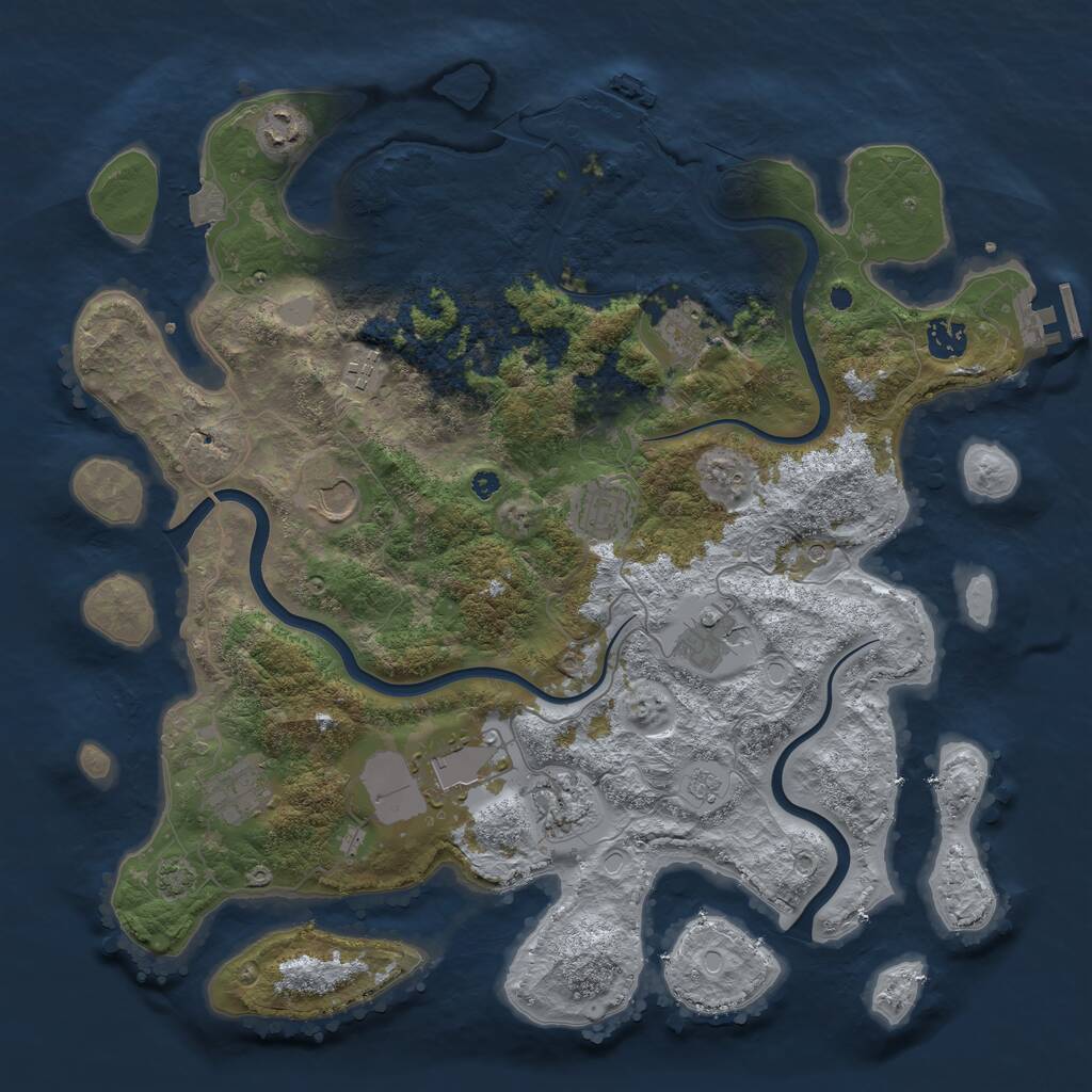 Rust Map: Procedural Map, Size: 3950, Seed: 21767167, 16 Monuments