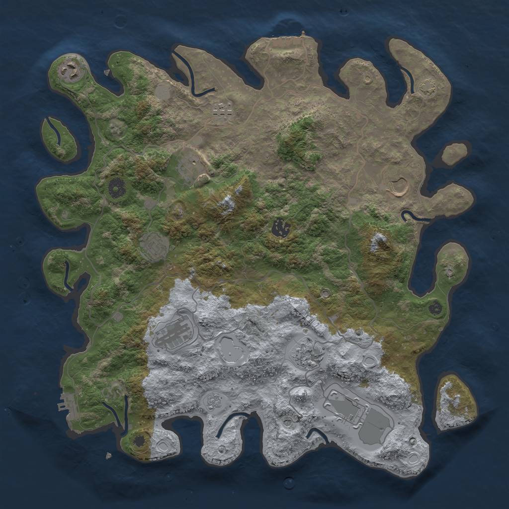 Rust Map: Procedural Map, Size: 4000, Seed: 1201099825, 17 Monuments