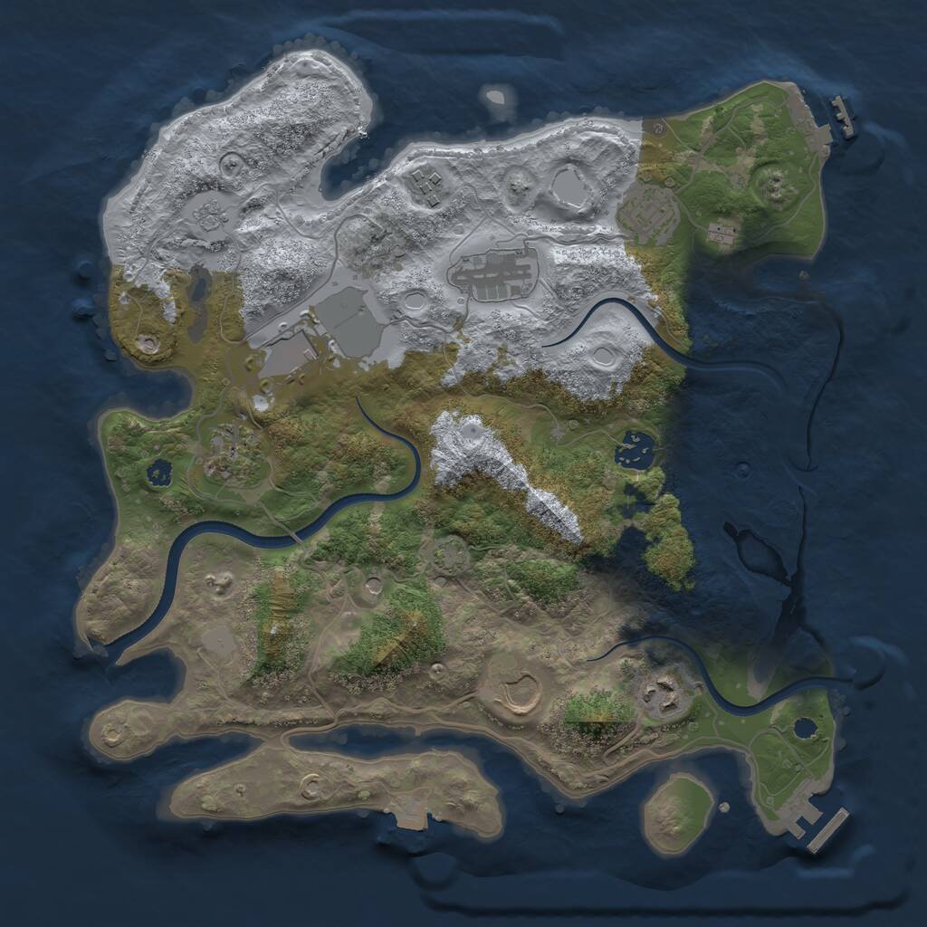 Rust Map: Procedural Map, Size: 3500, Seed: 143022758, 14 Monuments