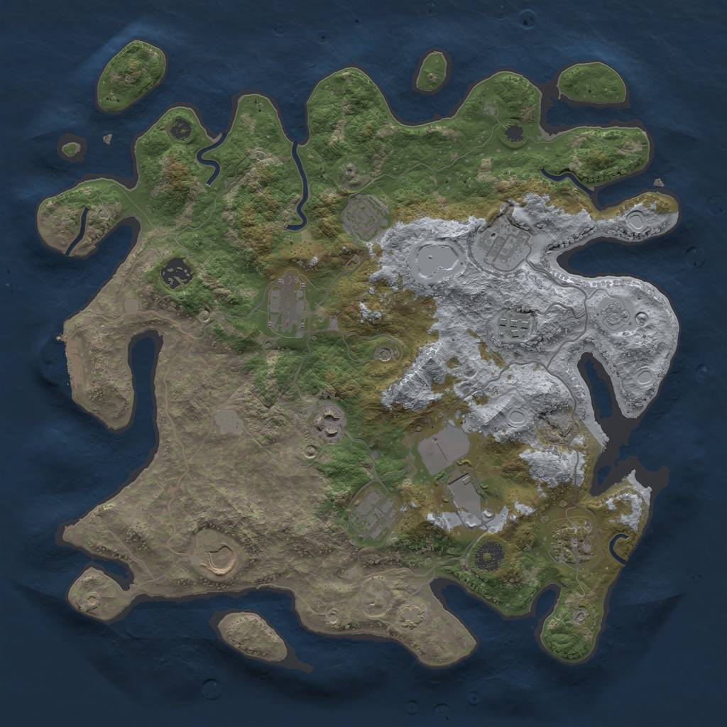 Rust Map: Procedural Map, Size: 3700, Seed: 82360676, 17 Monuments