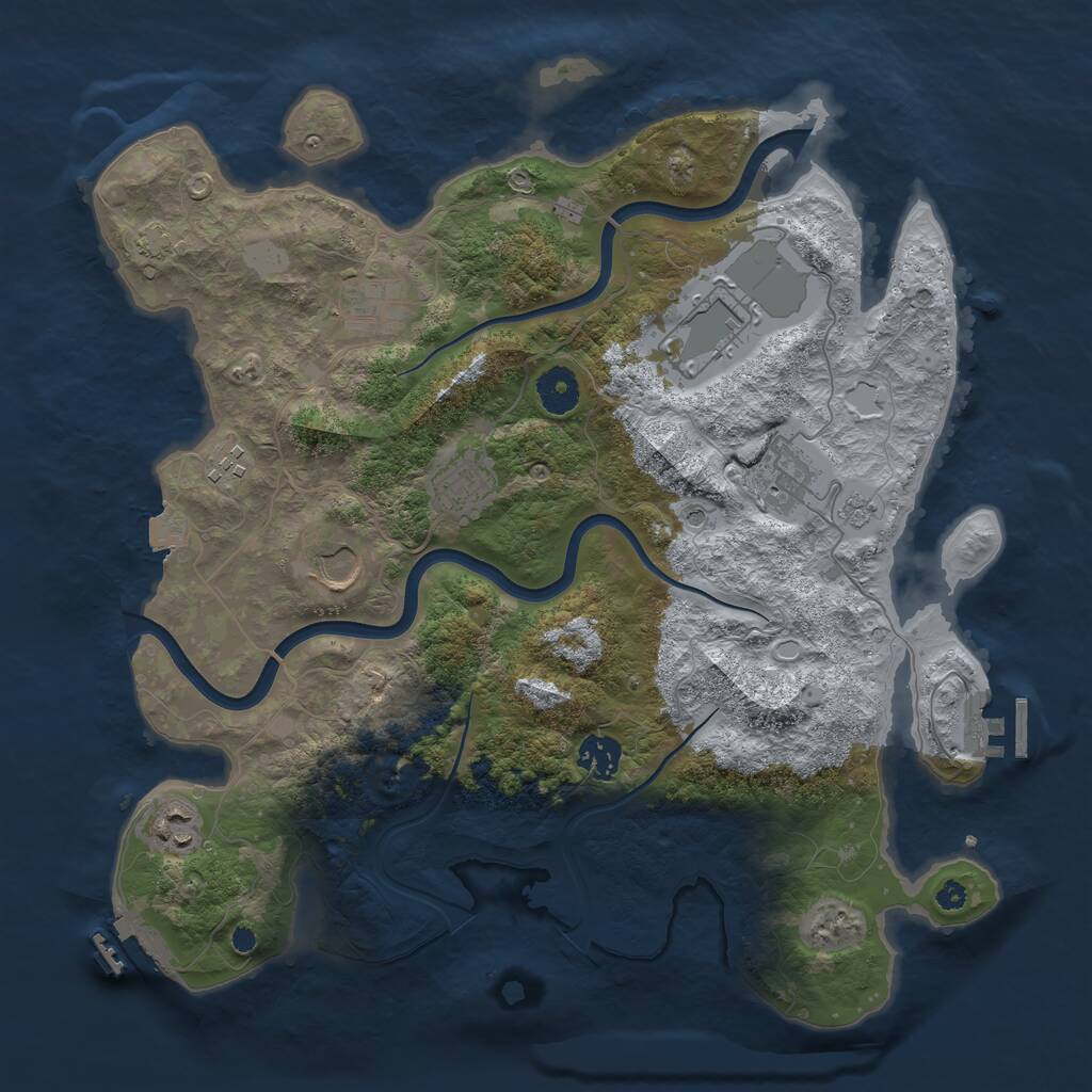Rust Map: Procedural Map, Size: 3700, Seed: 1014232035, 14 Monuments