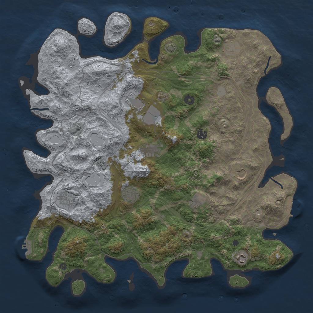 Rust Map: Procedural Map, Size: 4442, Seed: 1934865940, 18 Monuments