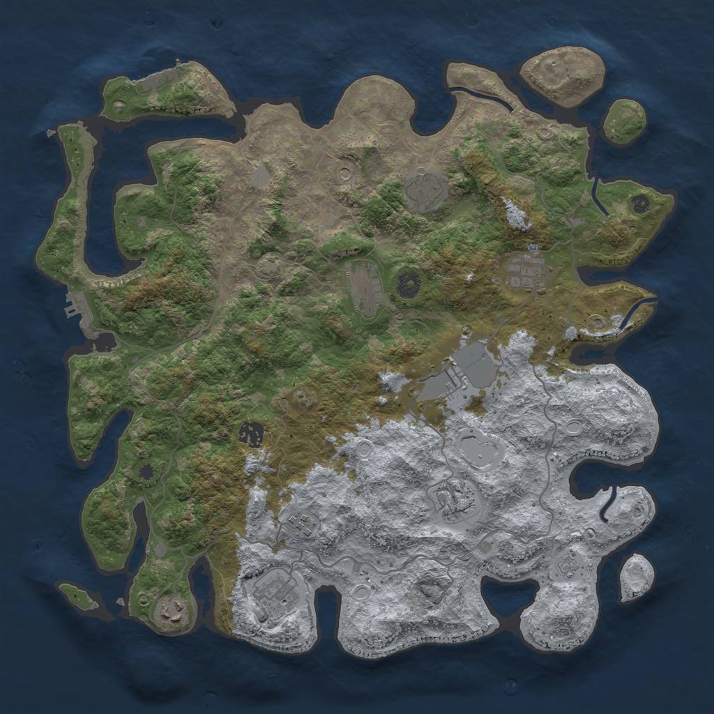 Rust Map: Procedural Map, Size: 4100, Seed: 45325, 17 Monuments