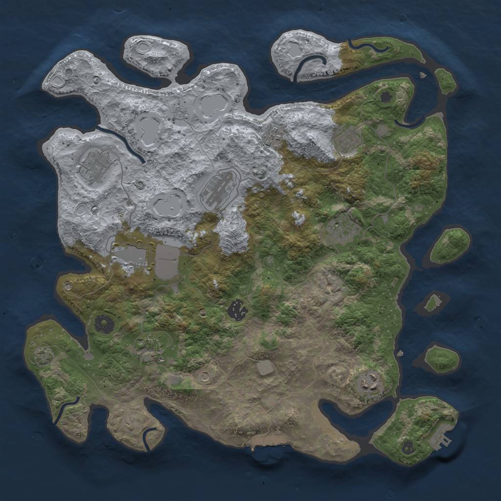Rust Map: Procedural Map, Size: 3800, Seed: 93003889, 17 Monuments