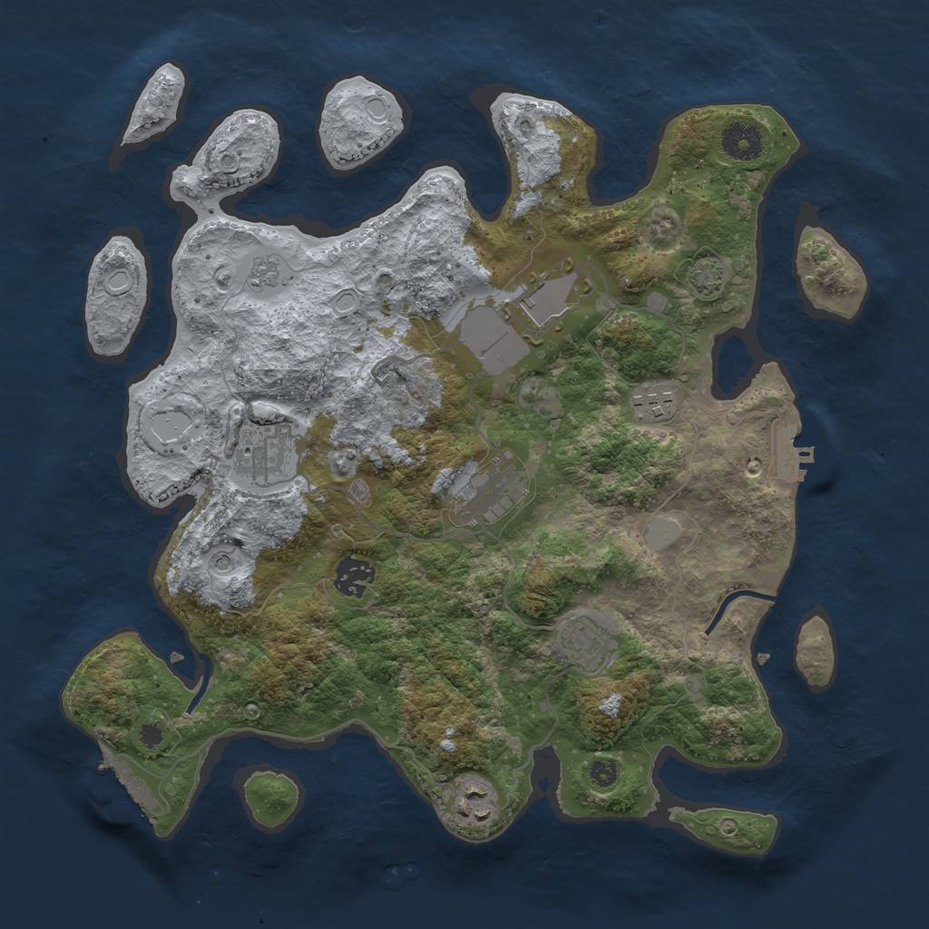 Rust Map: Procedural Map, Size: 3500, Seed: 324238985, 15 Monuments