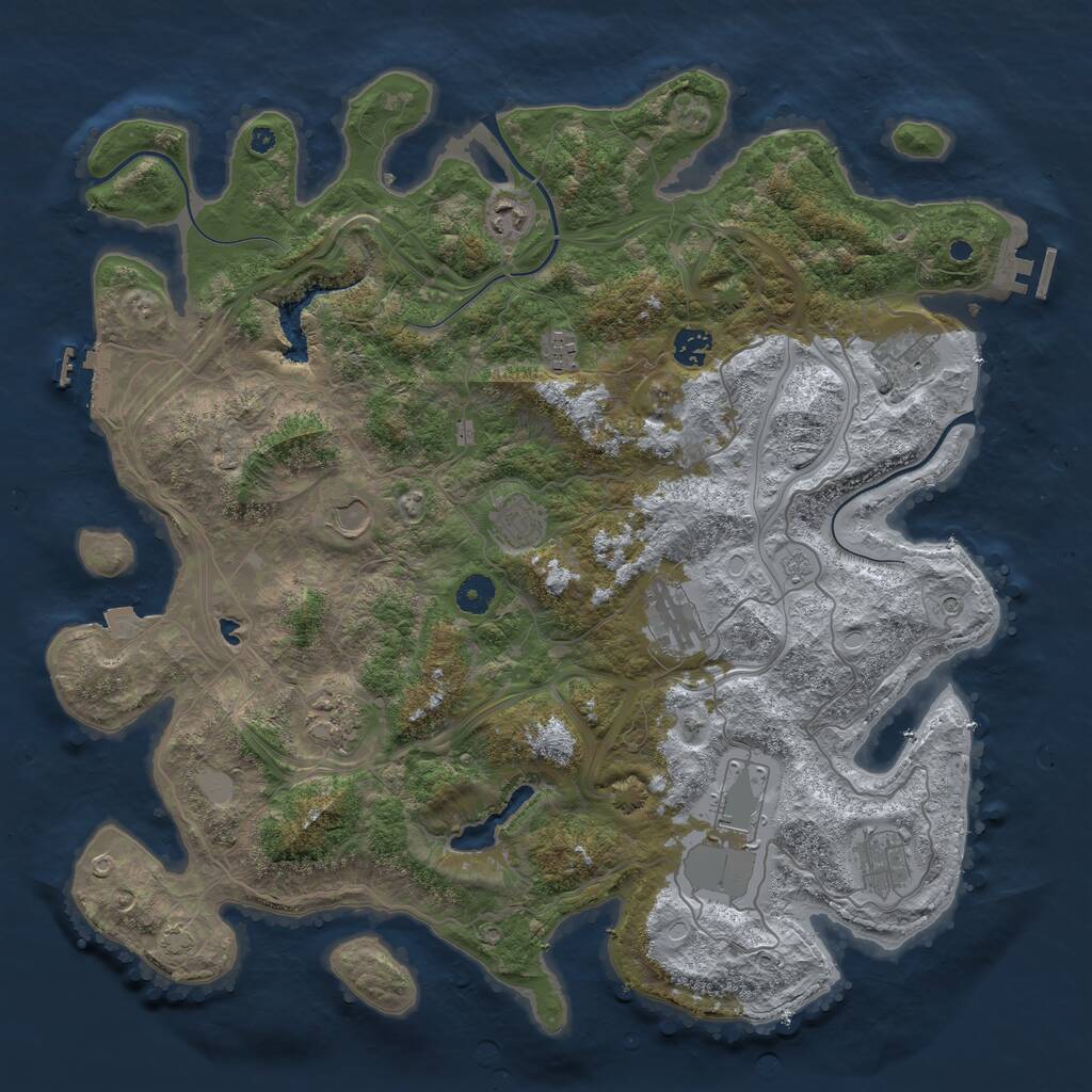 Rust Map: Procedural Map, Size: 4250, Seed: 836283, 16 Monuments