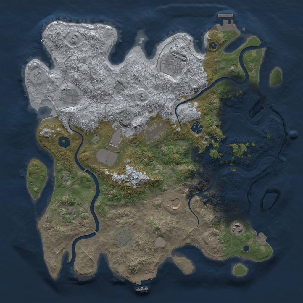 Rust Map: Procedural Map, Size: 3950, Seed: 60262011, 16 Monuments