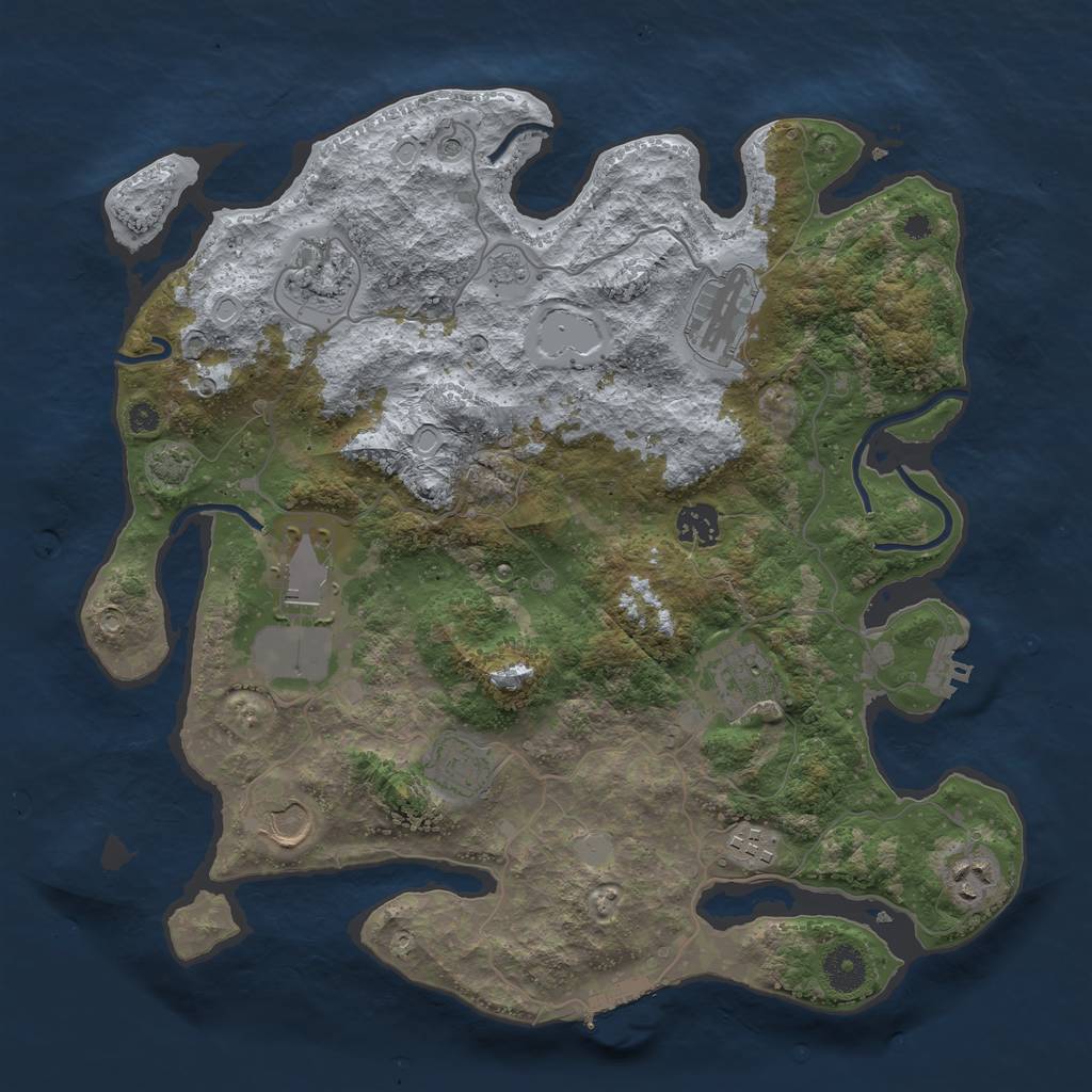 Rust Map: Procedural Map, Size: 3700, Seed: 48631995, 17 Monuments