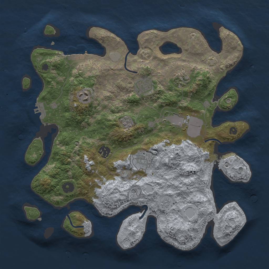 Rust Map: Procedural Map, Size: 3500, Seed: 673724289, 15 Monuments