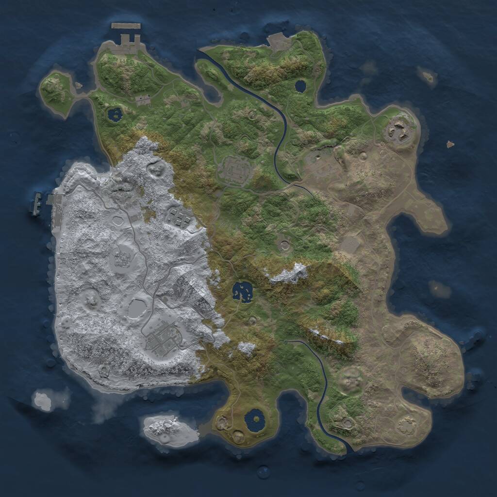 Rust Map: Procedural Map, Size: 3450, Seed: 76890252, 12 Monuments
