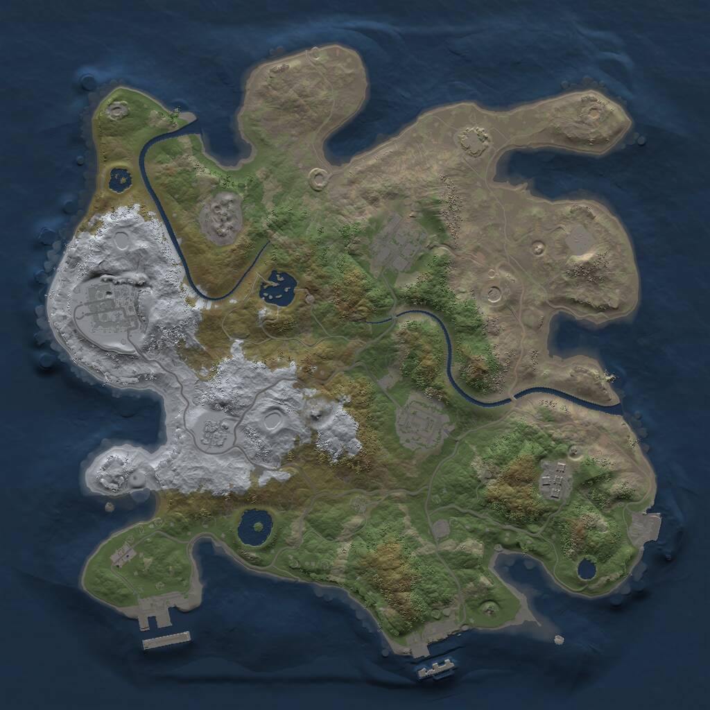 Rust Map: Procedural Map, Size: 3000, Seed: 23470, 11 Monuments