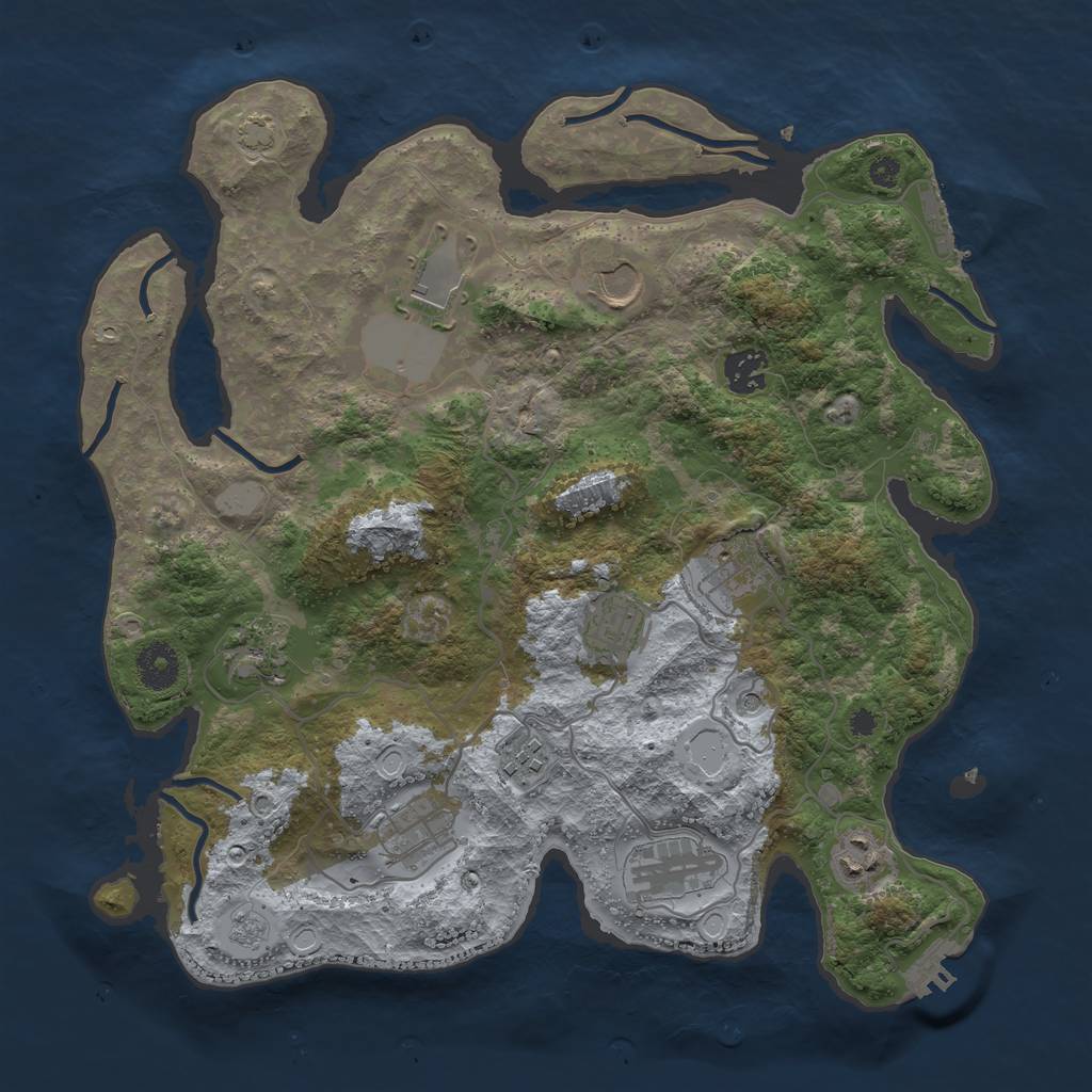Rust Map: Procedural Map, Size: 3600, Seed: 96573191, 18 Monuments
