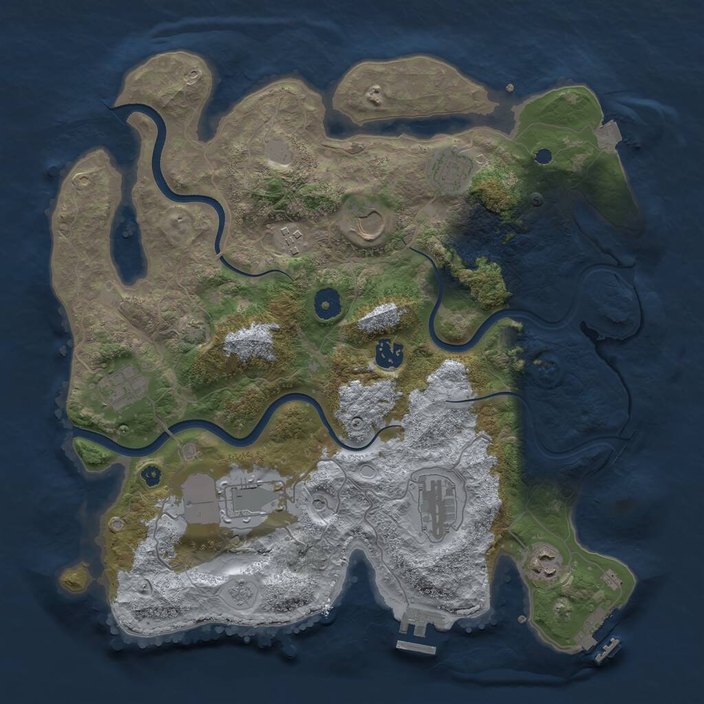 Rust Map: Procedural Map, Size: 3600, Seed: 96573191, 14 Monuments