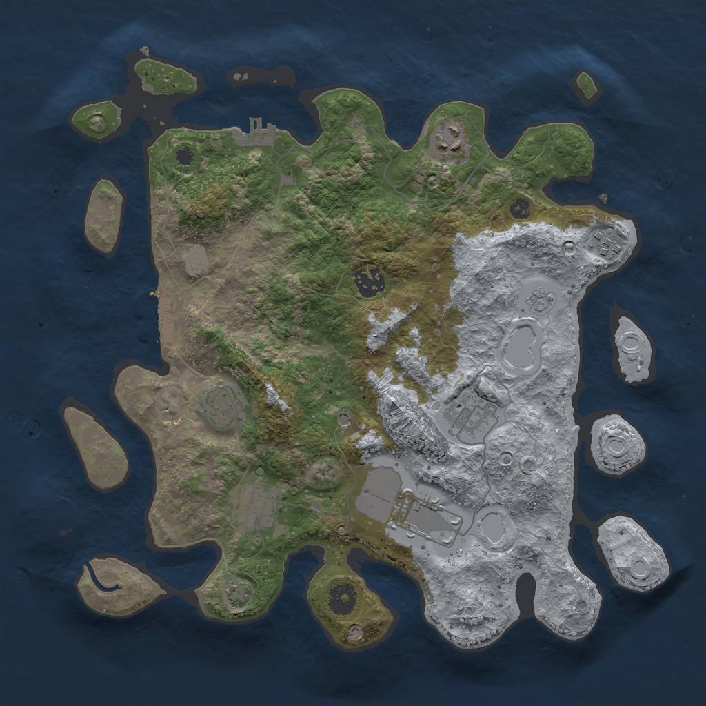 Rust Map: Procedural Map, Size: 3500, Seed: 22928998, 15 Monuments