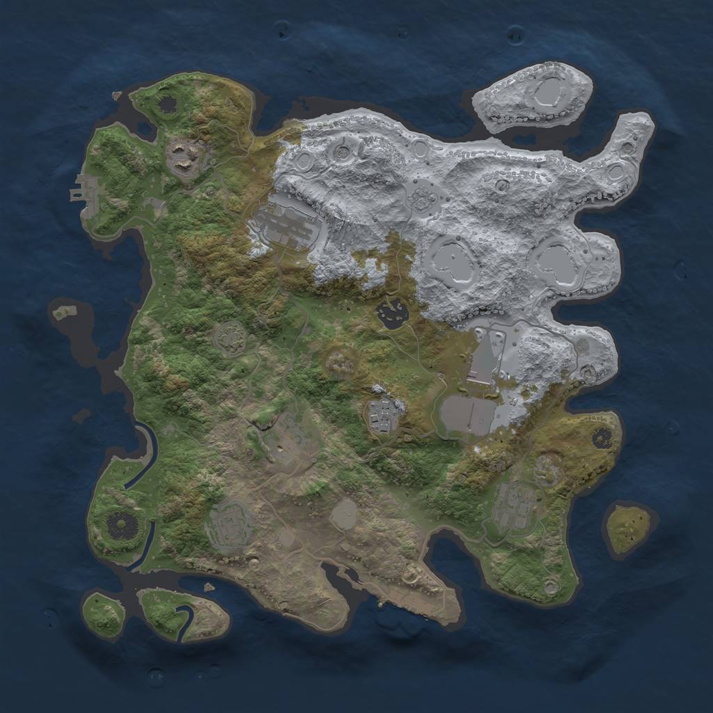 Rust Map: Procedural Map, Size: 3500, Seed: 42136102, 16 Monuments