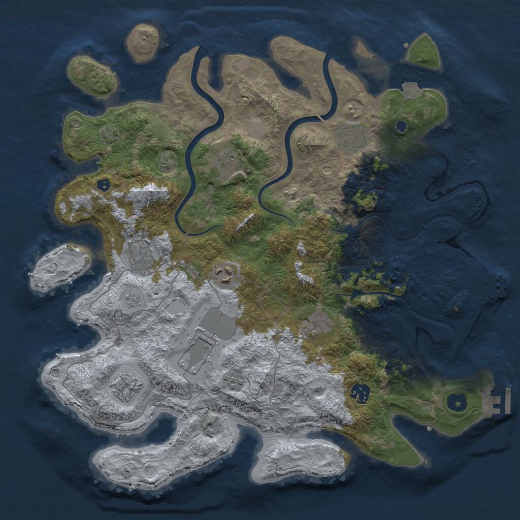 Rust Map: Procedural Map, Size: 3950, Seed: 20161431, 15 Monuments