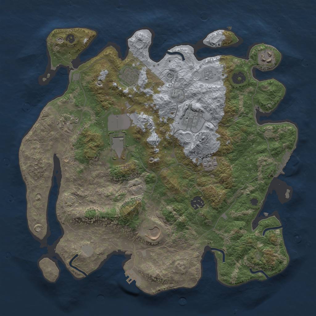 Rust Map: Procedural Map, Size: 3600, Seed: 85974562, 16 Monuments