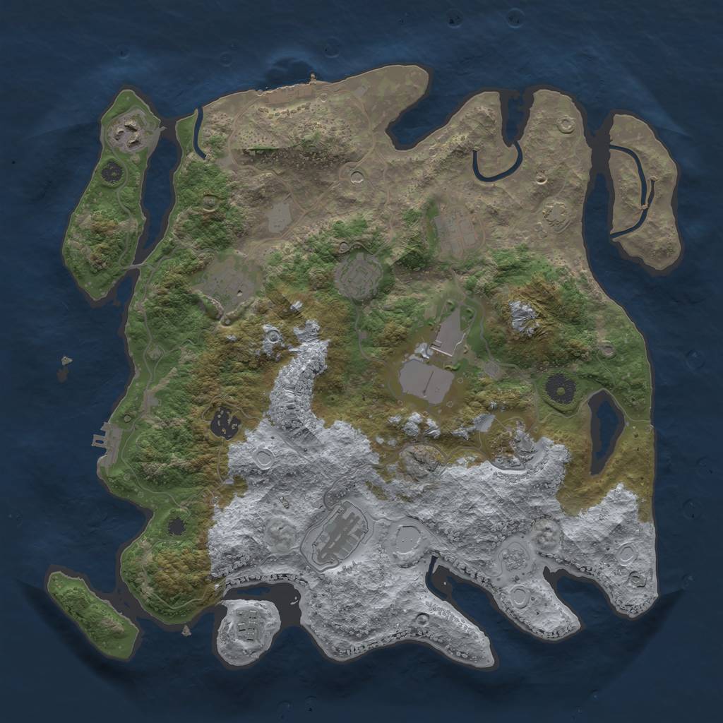 Rust Map: Procedural Map, Size: 3650, Seed: 26378837, 17 Monuments