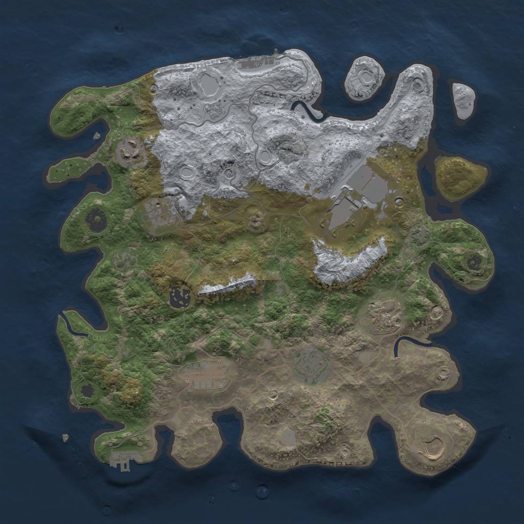 Rust Map: Procedural Map, Size: 3500, Seed: 90911483, 16 Monuments