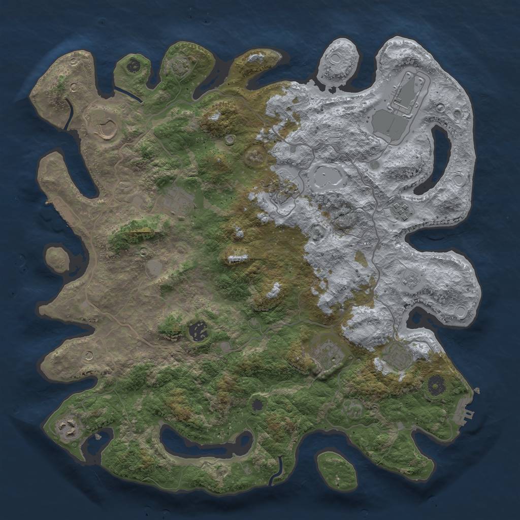 Rust Map: Procedural Map, Size: 4000, Seed: 24554228, 17 Monuments