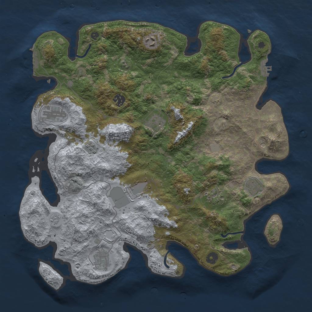 Rust Map: Procedural Map, Size: 3950, Seed: 89218506, 17 Monuments