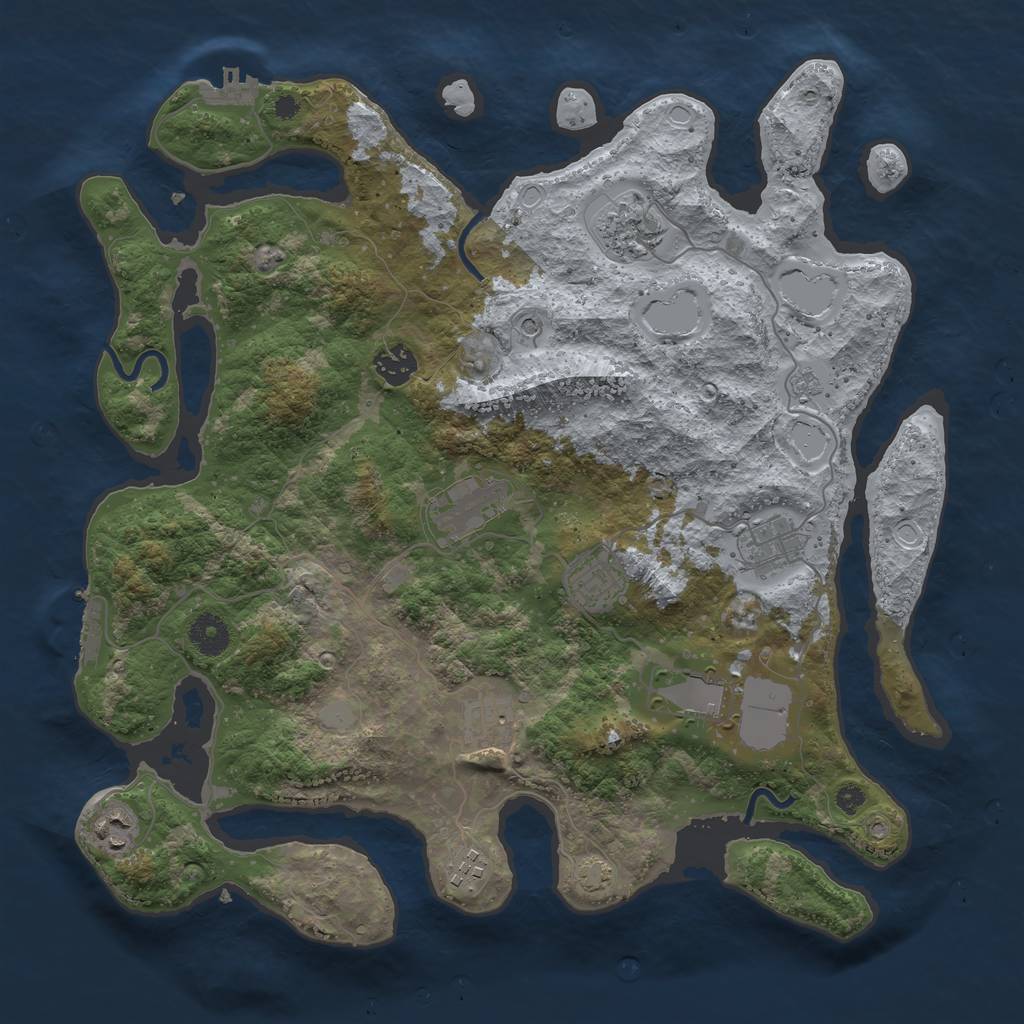 Rust Map: Procedural Map, Size: 3800, Seed: 68901401, 17 Monuments