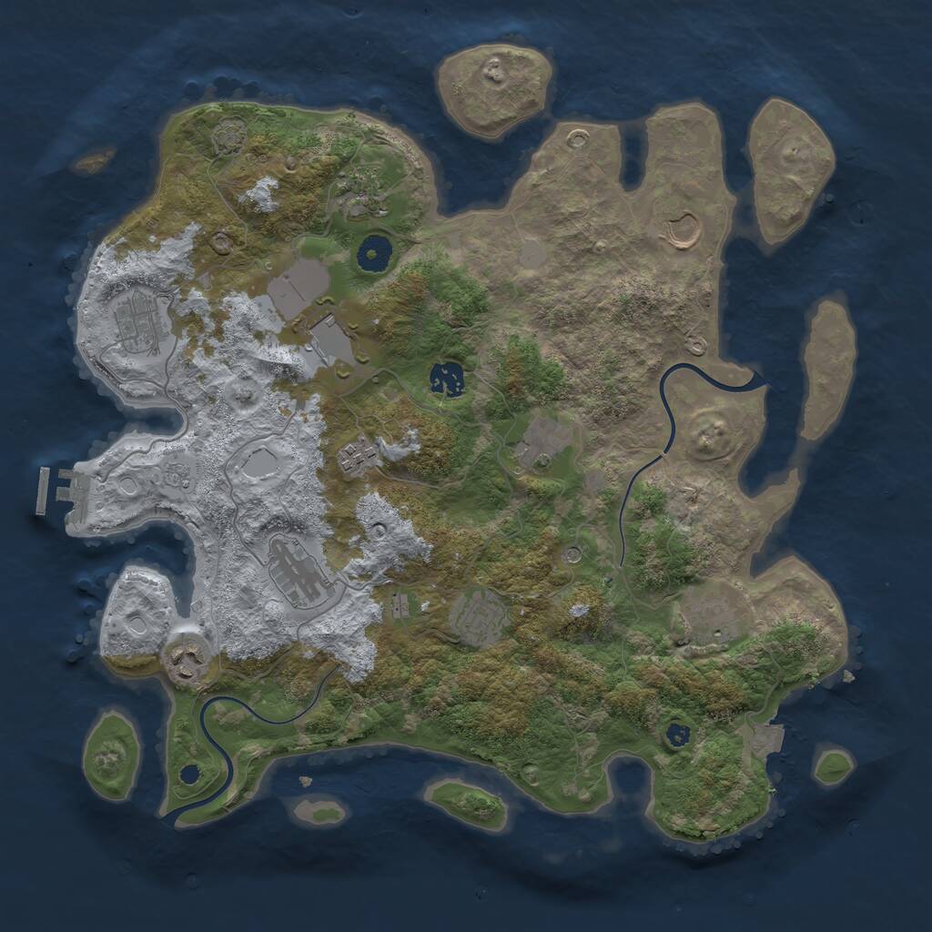 Rust Map: Procedural Map, Size: 3900, Seed: 86491290, 16 Monuments