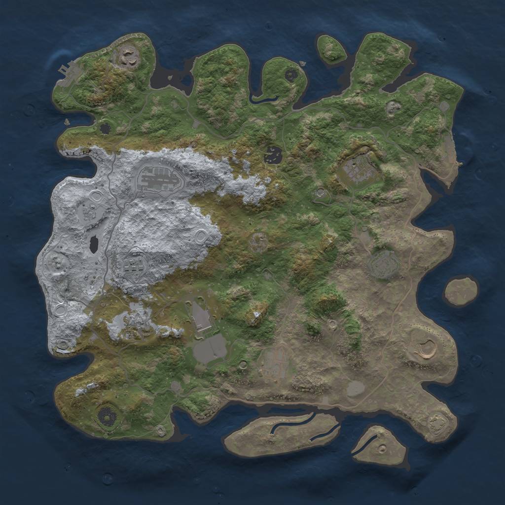 Rust Map: Procedural Map, Size: 4000, Seed: 82959601, 18 Monuments