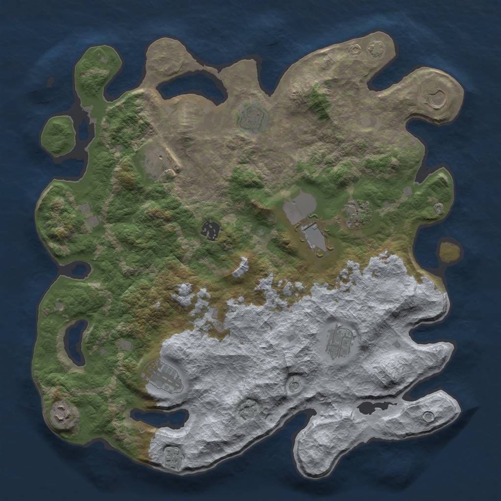 Rust Map: Barren, Size: 4000, Seed: 2234, 14 Monuments