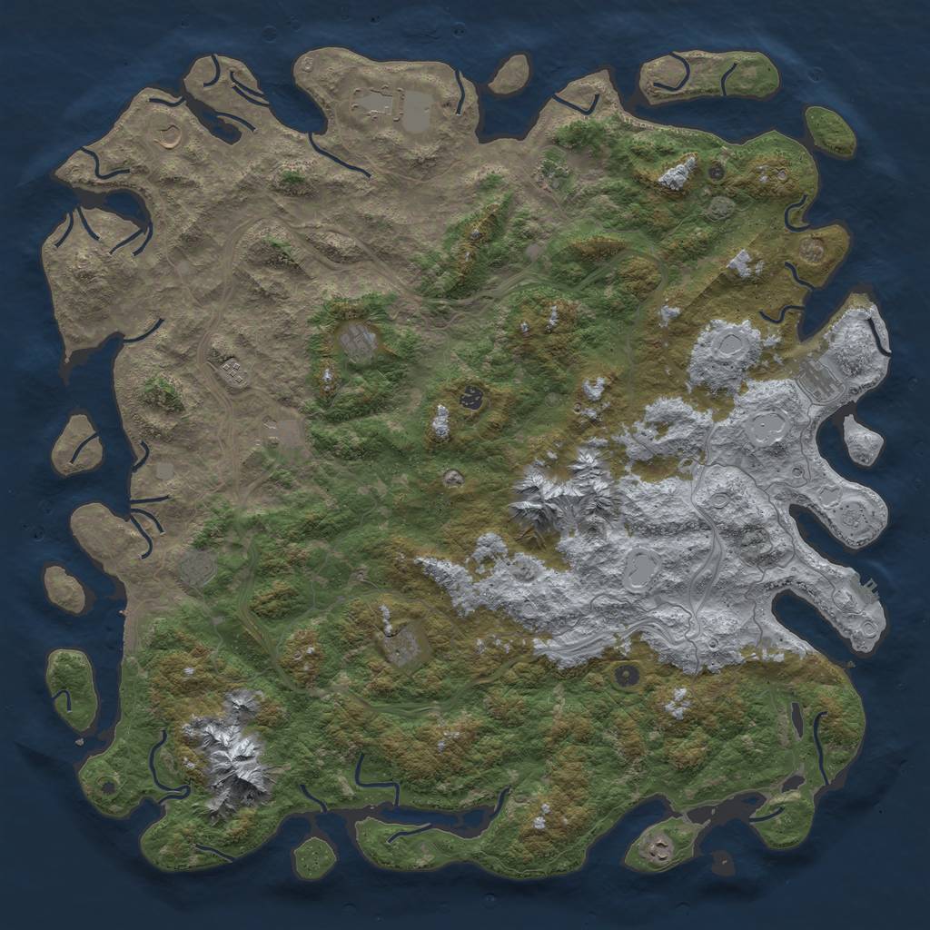 Rust Map: Procedural Map, Size: 6000, Seed: 821112896, 19 Monuments