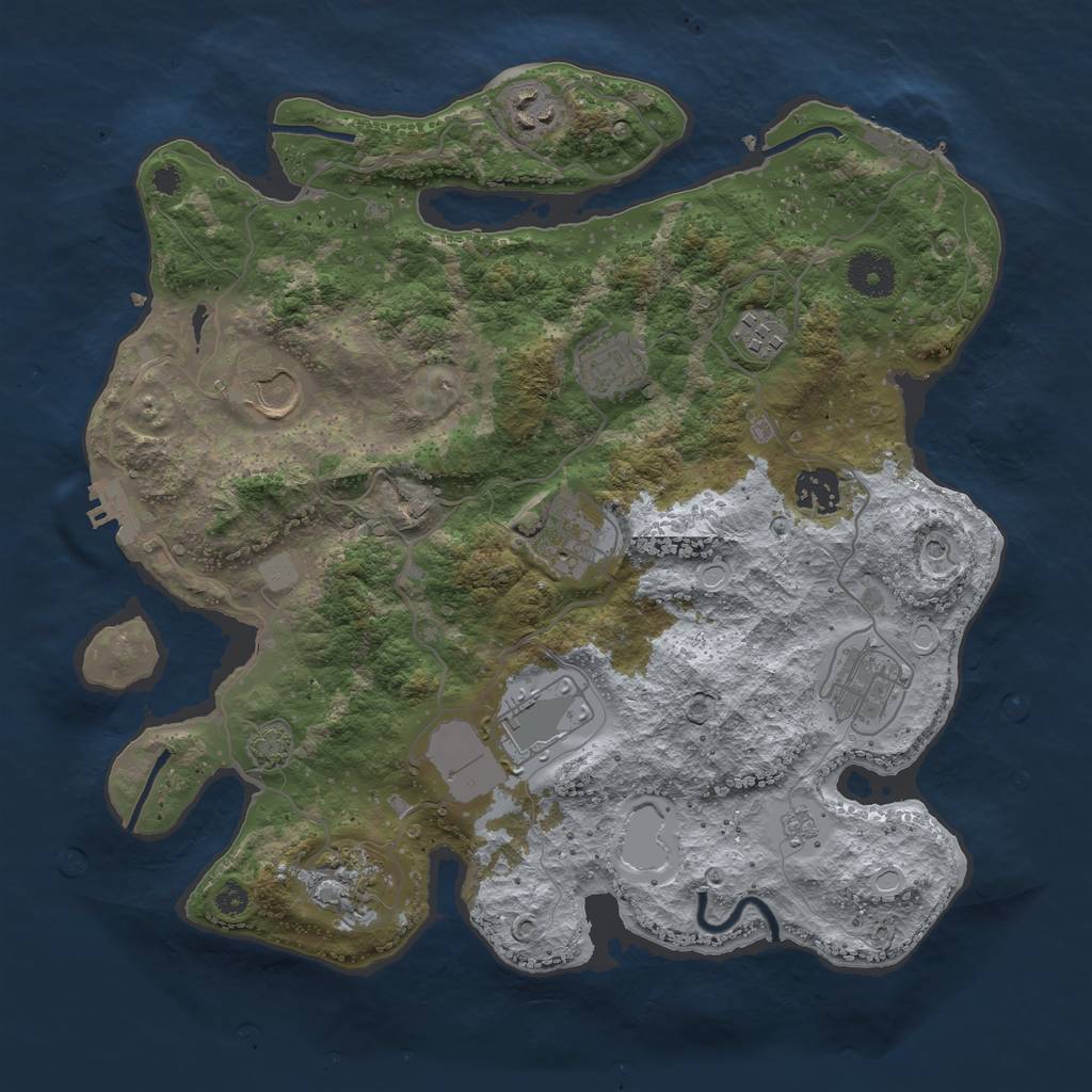 Rust Map: Procedural Map, Size: 3500, Seed: 3707270, 17 Monuments