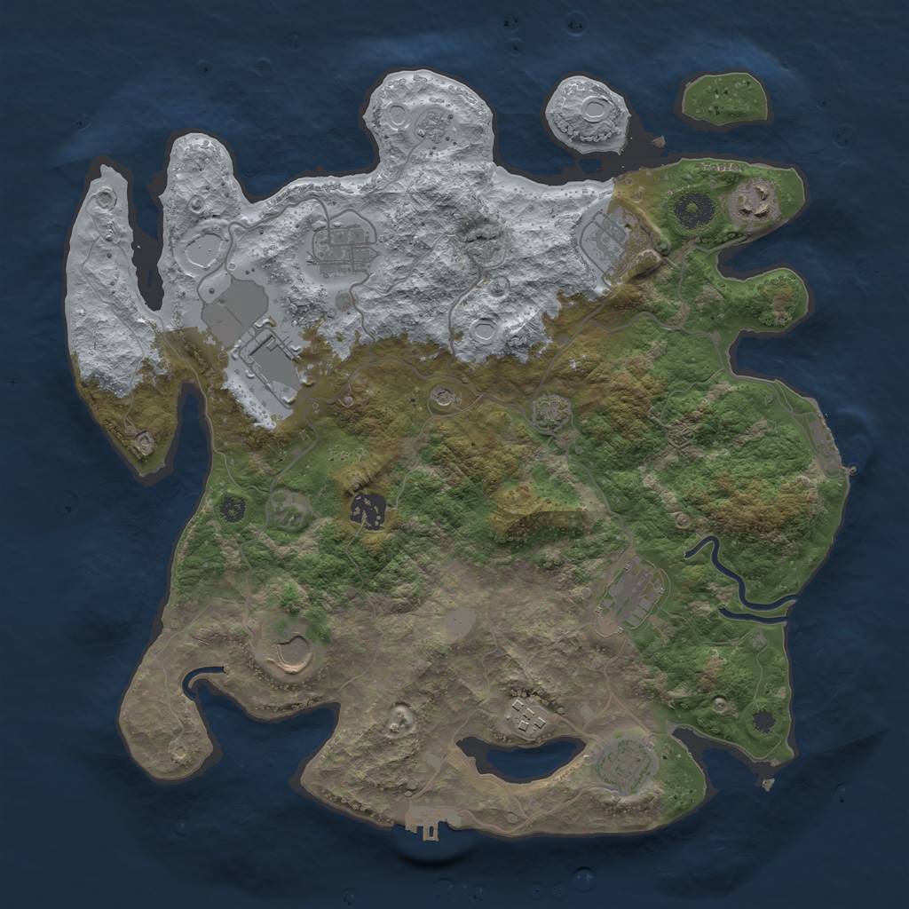 Rust Map: Procedural Map, Size: 3600, Seed: 2551065, 17 Monuments